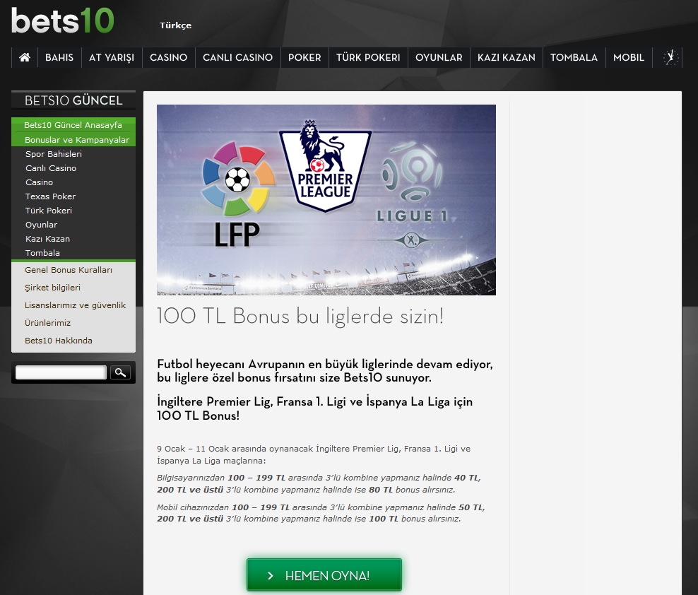 Bets10 Mılan-Inter Maçına 100 TL Bonus